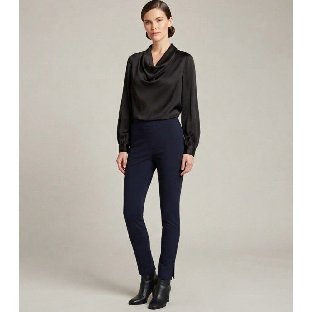 NWT Alisha D Navy Blue Pull On Stretch Travel Wear Pencil Pants Women’s Size L